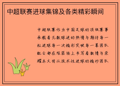 中超联赛进球集锦及各类精彩瞬间
